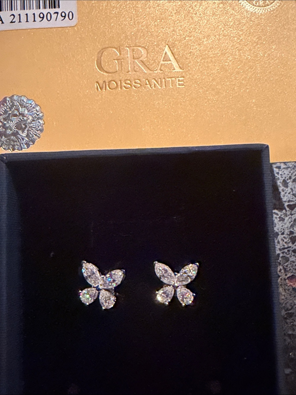 GRA Moissanite White Butterfly Stud Earrings